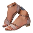 thumbnail image 1 of Mepaouo Women's Low Block Heel Dress Sandals Ankle Strap Open Toe Glitter Casual Walking Heels Shoes, 1 of 8