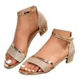 thumbnail image 1 of Mepaouo Women's Low Block Heel Dress Sandals Ankle Strap Open Toe Glitter Casual Walking Heels Shoes, 1 of 8