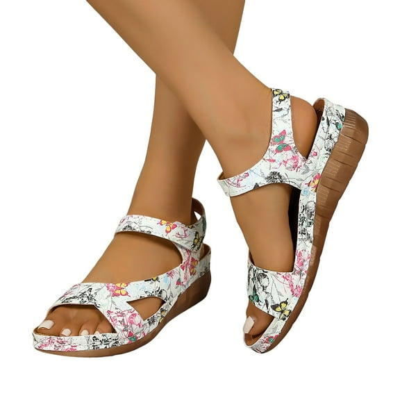 Mepaouo Women's Low Wedge Sandals Dressy Summer Ankle Strap Open Toe Comfortable Causal Platform Shoes