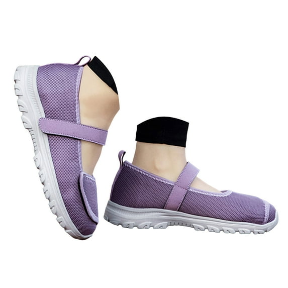 Mepaouo Women's Mary Jane Walking Shoes Comfortable Knit Slip on Dress Flats Working Nurse Diabetic Shoes