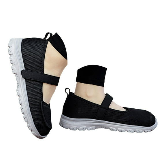Mepaouo Women's Mary Jane Walking Shoes Comfortable Knit Slip on Dress Flats Working Nurse Diabetic Shoes