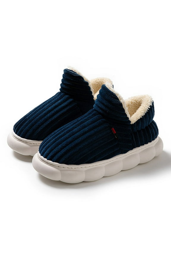 Women's Memory Foam House Slippers Corduroy Closed Back Home Shoes Rubber Sole Indoor Slippers
