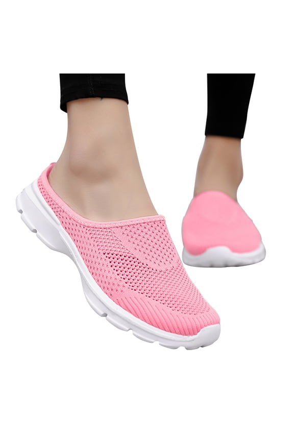 Women's Men's Slip on Mules Sneakers Closed Toe Half Drag Backless Casual Walking Flats Shoes