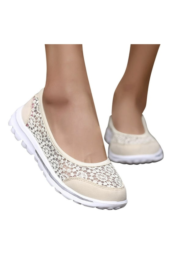 Women's Mesh Flats Shoes Foldable Knit Dressy Ballet Flats Cutout Casual Work Shoes