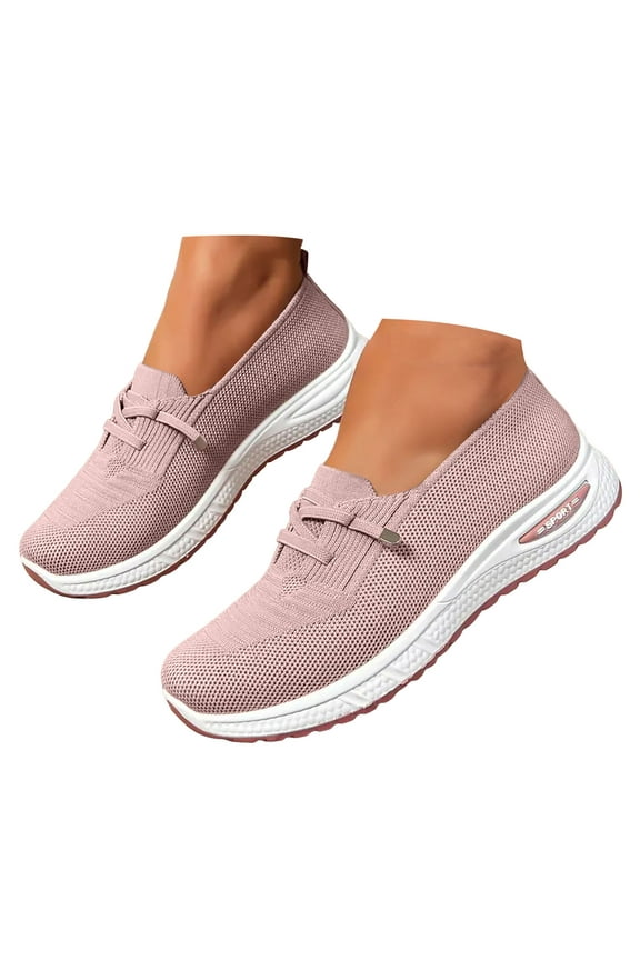 Women's Mesh Orthopedic Shoes Soft Sole Comfort Breathable Slip on Flat Walking Shoes Pink 8.5