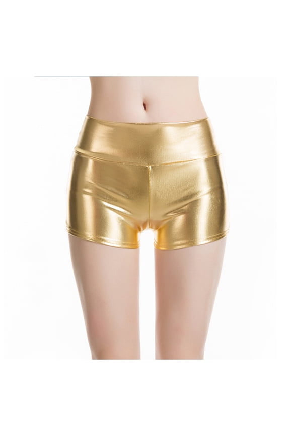 Women's Metallic Rave Booty Shorts Shiny Sexy High Waisted Bottoms for Dance Festival