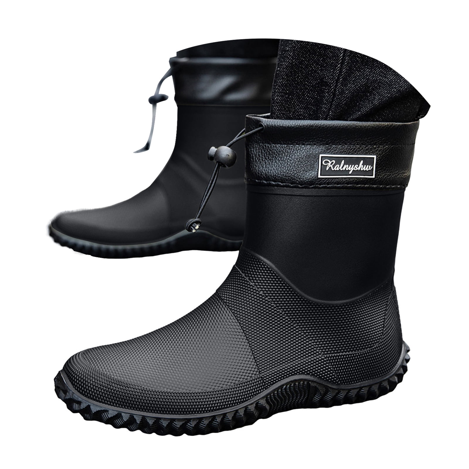 Mepaouo Women's Mid Calf Rain Boots Lightweight Water Garden Shoes Durable Non Slip Rubber Rainboots