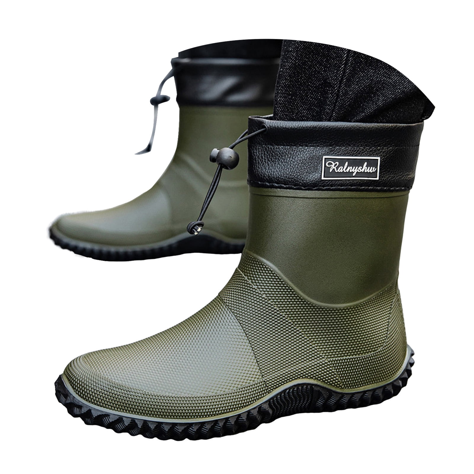 Mepaouo Women's Mid Calf Rain Boots Lightweight Water Garden Shoes Durable Non Slip Rubber Rainboots