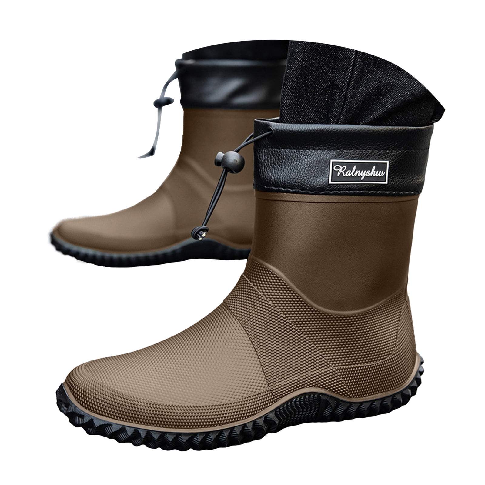 Mepaouo Women's Mid Calf Rain Boots Lightweight Water Garden Shoes Durable Non Slip Rubber Rainboots