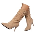 thumbnail image 1 of Mepaouo Women's Mid Calf Slouchy Boots Pointed Toe Stiletto High Heeled Winter Dressy Boots(Khaki,6.5), 1 of 6