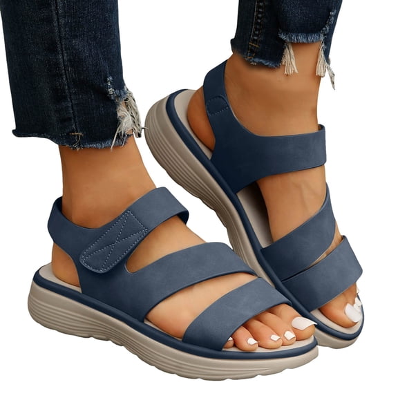 Mepaouo Women's Orthopedic Sport Sandals Soft Cushion Foam Walking Dress Orthotic Recovery Shoes Blue 6.5