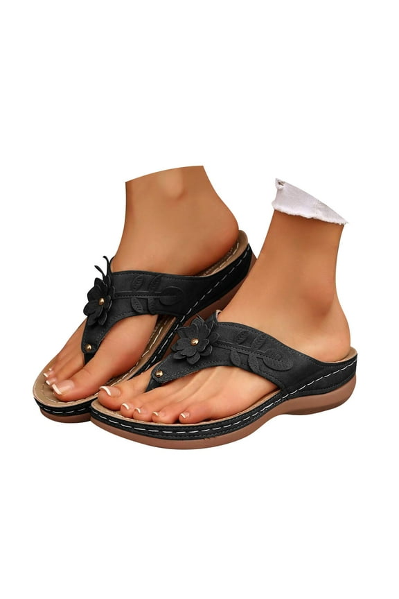 Women's Orthopedic Wedge Sandals Orthopedic Summer Beach Flip Flops Casual Flower Flat Shoes
