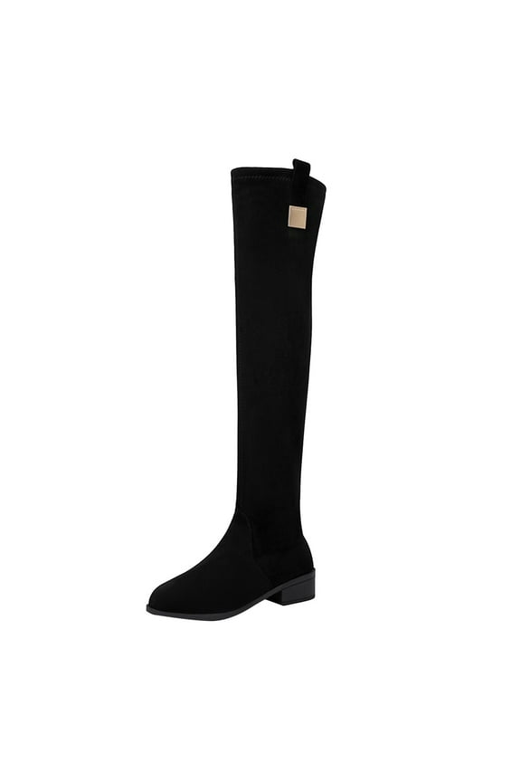 Women's Over The Knee Boots Suede Heel Winter Thigh High Long Boots for Women(Black,8)