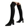 thumbnail image 1 of Mepaouo Women's Over The Knee Thigh High Boots Chunky Heel Stretch Sexy Suede Black Fall Long Boots, 1 of 7