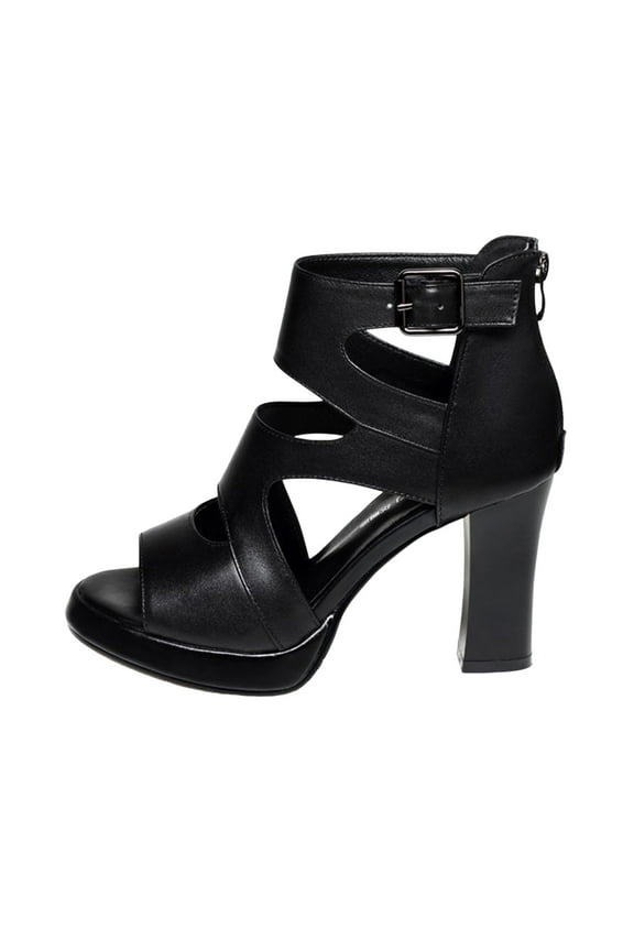Women's Peep Toe Pumps Leather Stiletto High Heels Sandals Peep Toe Black Dress Ankle Booties