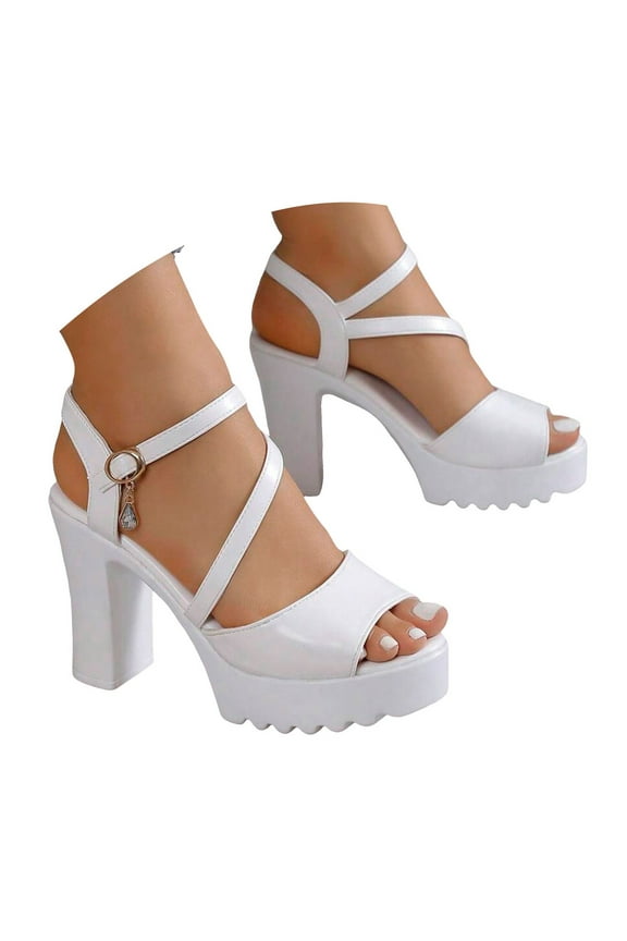 Women's Platform Heels Sandals Open Toe Wedge Heeled Pumps Chunky Wedding Dressy Shoes