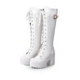 thumbnail image 1 of Mepaouo Women's Platform Knee High Boots High Heel Lace up Riding Combat Dress Boots(White,7.5), 1 of 6