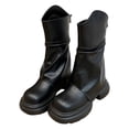 thumbnail image 1 of Mepaouo Women's Platform Mid Calf Boots Fold Over Slouchy Ankle Booties 2025 Western Pull on Riding Boot, 1 of 9
