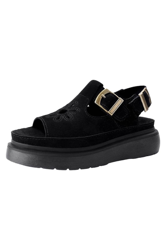 Women's Platform Sandals Back Buckle Summer Casual Slip on Shoes Peep Toe Walking Slides