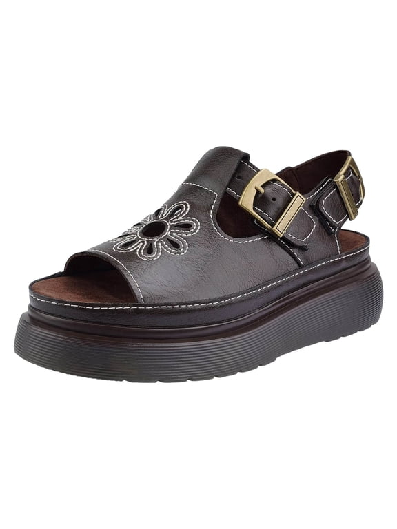 Women's Platform Sandals Back Buckle Summer Casual Slip on Shoes Peep Toe Walking Slides