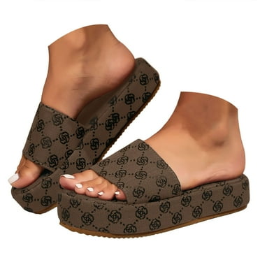 Mepaouo Women's Platform Slide Sandals Wedge Comfortable Slip on Shoes Dressy Summer Footbed Slippers