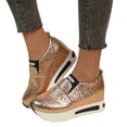 thumbnail image 1 of Mepaouo Women's Platform Slip on Shoes Sparkle Sequin Walking Running Work Wedge Sneakers(Gold,6.5), 1 of 8