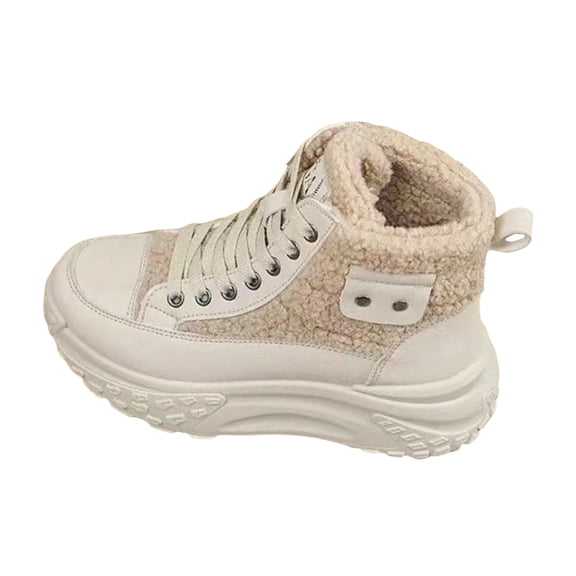 Mepaouo Women's Platform Sneakers High Top Fleece Warm Winter Snow Walking Running Shoes for Outdoor