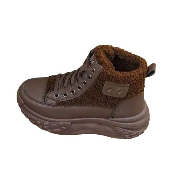 Mepaouo Women's Platform Sneakers High Top Fleece Warm Winter Snow Walking Running Shoes for Outdoor