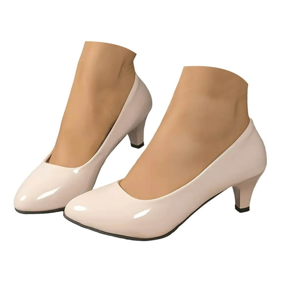 Mepaouo Women's Pumps Leather Low Heel Dress Shoes Wedding Party Business Office Work Heels Sandals