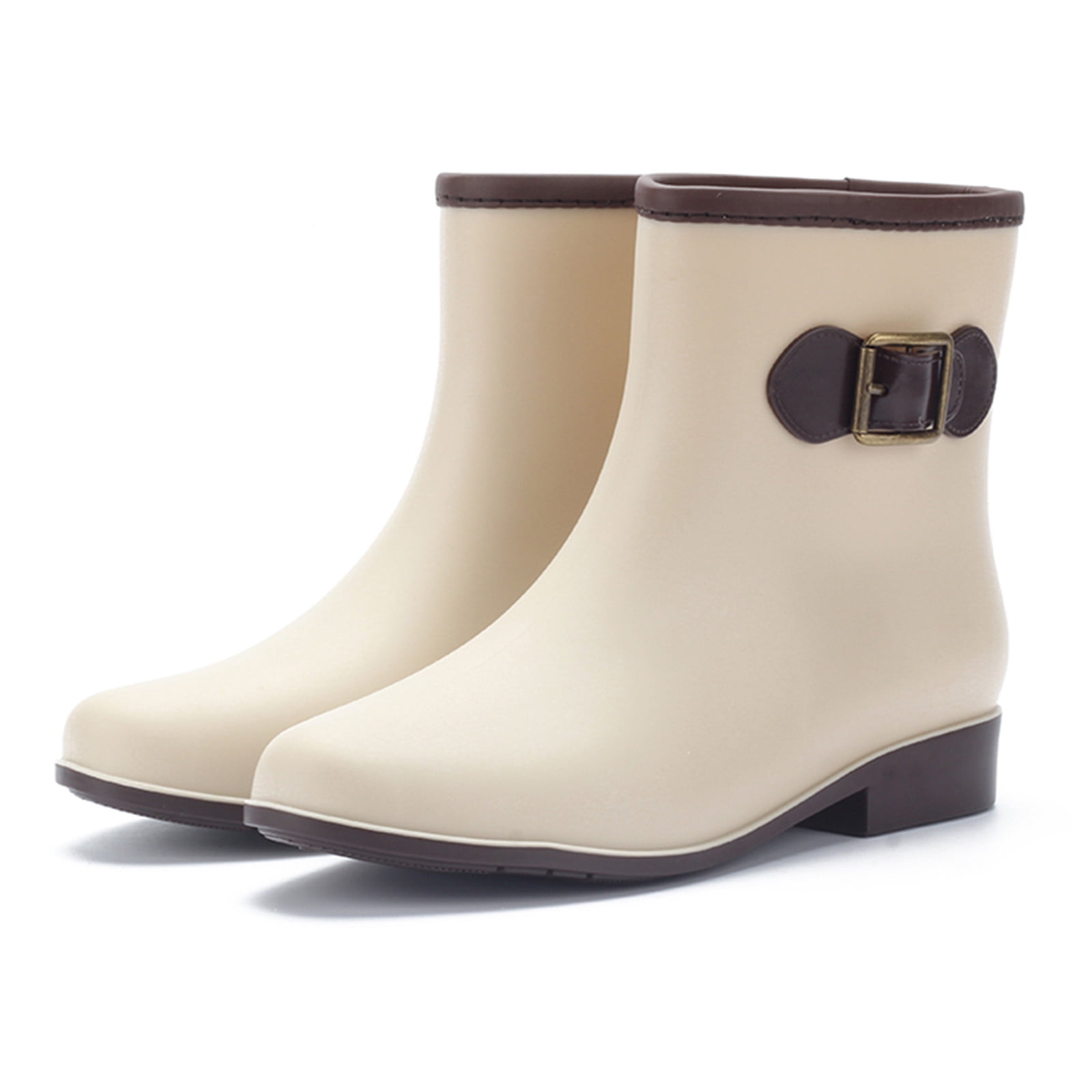 Mepaouo Women's Short Rain Boots Waterproof Slip on Garden Shoes Ankle ...