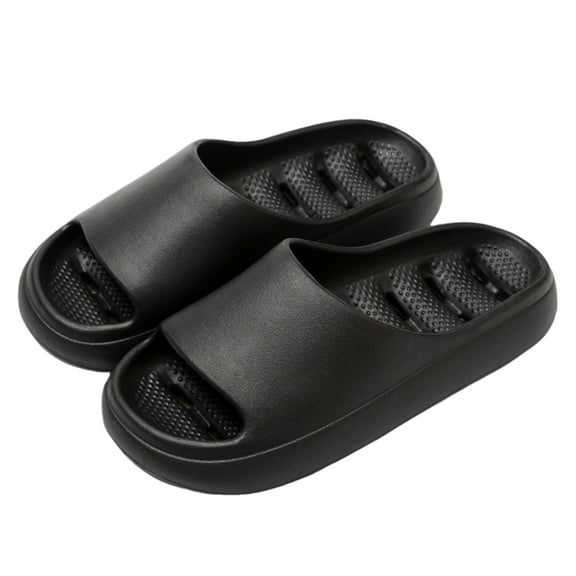 Mepaouo Women's Shower Shoes with Holes Quick Dry Non Slip Home Slippers Beach Slide Sandals Black 9