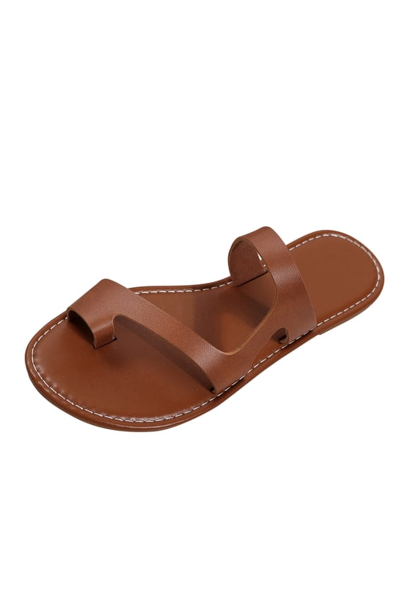 Women's Slide Sandals Arch Support Flip Flops Toe Ring Walking Orthotic Thong Sandal Shoes Size 7.5