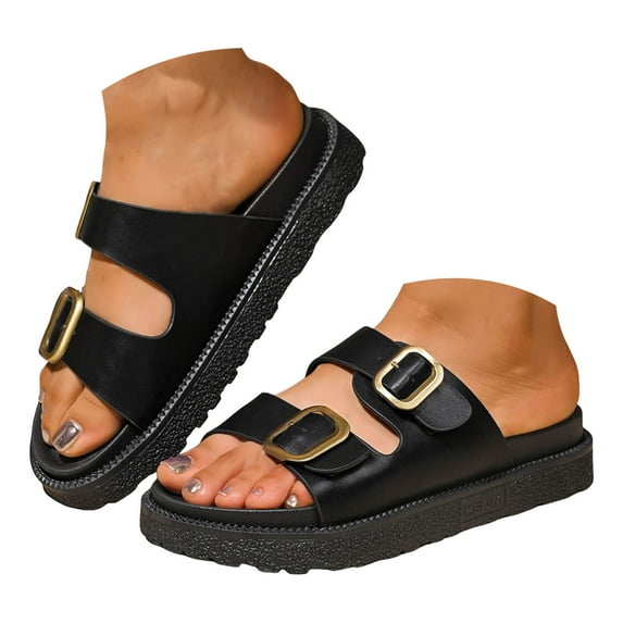 Mepaouo Women's Slide Sandals Recovery Sport Sandal Ladies Orthotic Cushion Beach Shoes with Two Buckles