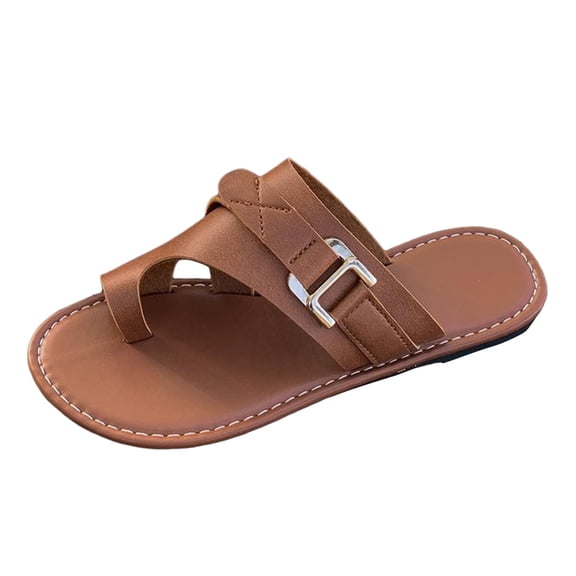 Mepaouo Women's Slide Sandals Slip on Flat Shoes Casual Summer Thong Flip Flop Footbed Footwear