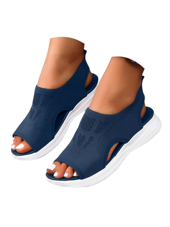 Women's Slingback Orthopedic Slide Sport Sandals Breathable Mesh Platform Walking Shoes