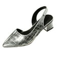thumbnail image 1 of Mepaouo Women's Slingback Pumps Pointed Toe Block Heel Slip on Work Party Dress Shoes(Silver,6.5), 1 of 6
