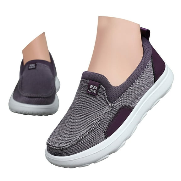Mepaouo Women's Slip on Casual Shoes Memory Foam Lightweight Walking Flat Loafer Shoes(Purple,7.5)