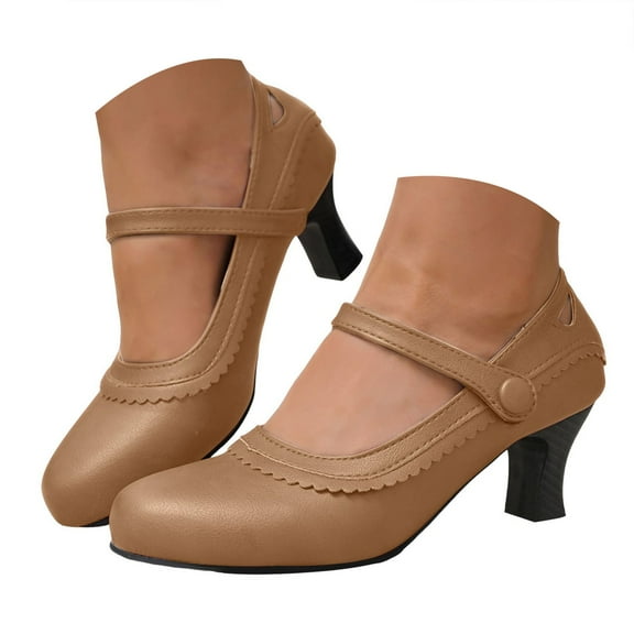 Mepaouo Women's Slip on Dress Shoes Retro Low Heel Victorian Pumps Business Office Work Loafers Oxfords