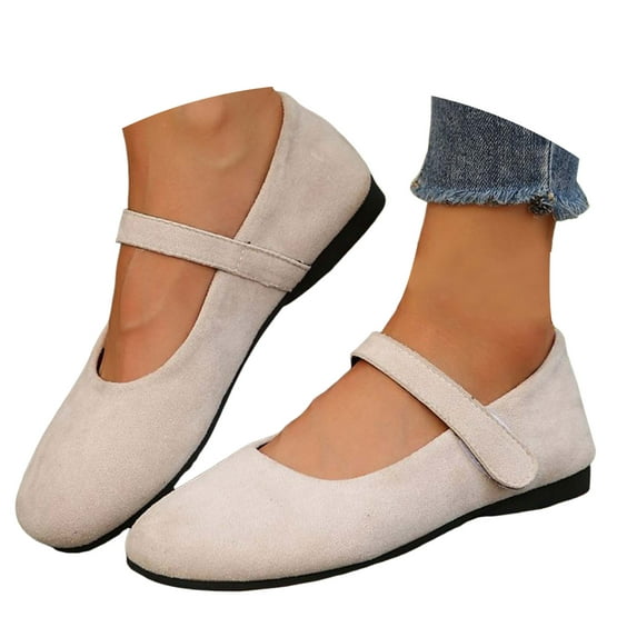 Mepaouo Women's Slip on Flats Round Toe Suede Casual Mary Jane Ballet Comfortable Dance Walking Shoes