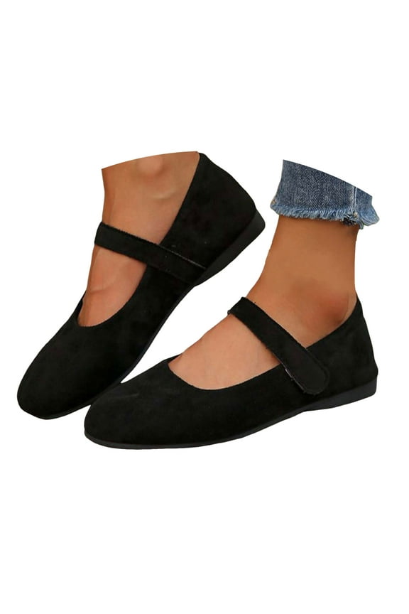 Women's Slip on Flats Round Toe Suede Casual Mary Jane Ballet Comfortable Dance Walking Shoes
