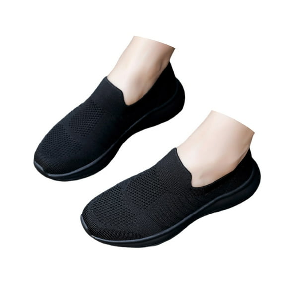 Mepaouo Women's Slip on Loafer Shoes Mesh Casual Ballet Flat Nurse Knit Walking Sneakers(Black,9)
