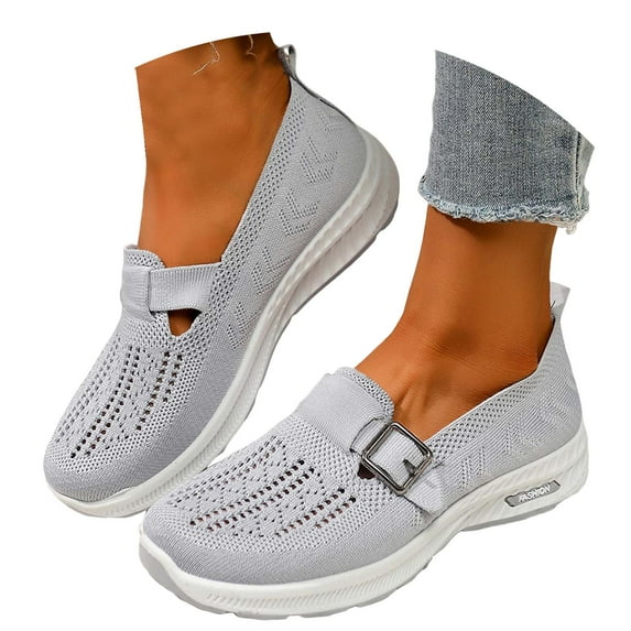 Mepaouo Women's Slip on Loafer Shoes Orthopedic Mesh Casual Ballet Flats Nurse Walking Sneakers