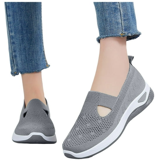 Mepaouo Women's Slip on Loafer Shoes Woven Orthopedic Breathable Running Shoes Diabetic Walking Shoes