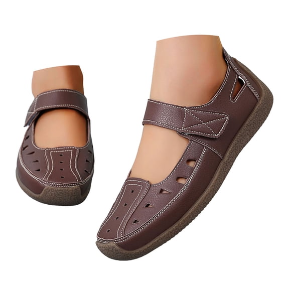 Mepaouo Women's Slip on Loafers Casual Walking Mary Jane Flats Closed Toe Summer Sandals with Hook Loop