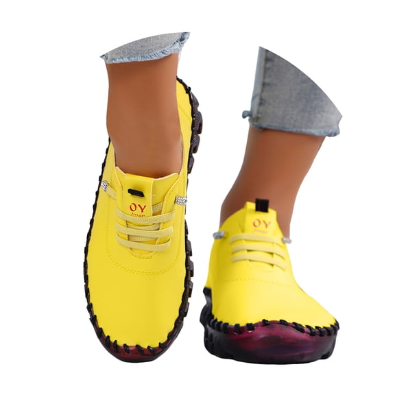 Mepaouo Women's Slip on Loafers Leather Casual Dress Walking Shoes Soft Pain Relief Orthopedic Flats