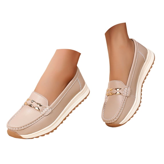 Mepaouo Women's Slip on Loafers Leather Casual Work Office Dressy Moccasins Ladies Walking Flats Shoes