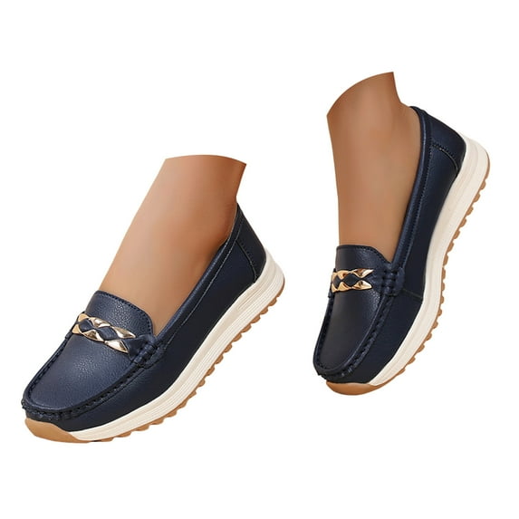 Mepaouo Women's Slip on Loafers Leather Casual Work Office Dressy Moccasins Ladies Walking Flats Shoes