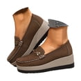 thumbnail image 1 of Mepaouo Women's Slip on Platform Loafers Comfort Suede Wedge Shoes Low Top Business Walking Moccasins, 1 of 6