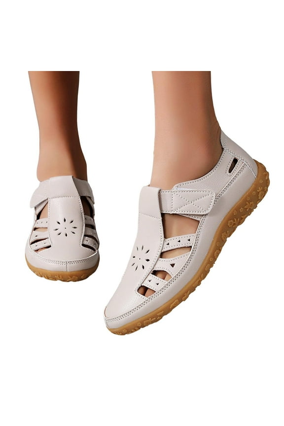 Mepaouo Women's Slip on Shoes Casual Walking Flats Arch Support Orthopedic Summer Loafers Beige 6