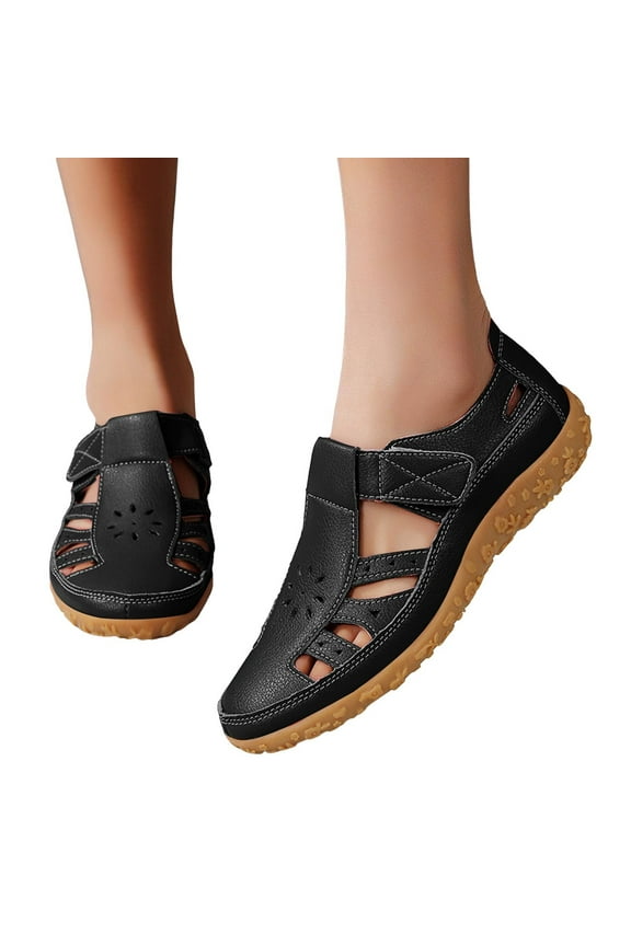 Mepaouo Women's Slip on Shoes Casual Walking Flats Arch Support Orthopedic Summer Loafers Black 7